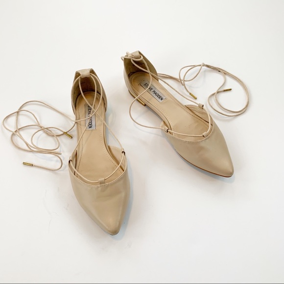 Steve Madden Shoes - Steve Madden Elilia Nude Lace Up Flat Shoe 7.5